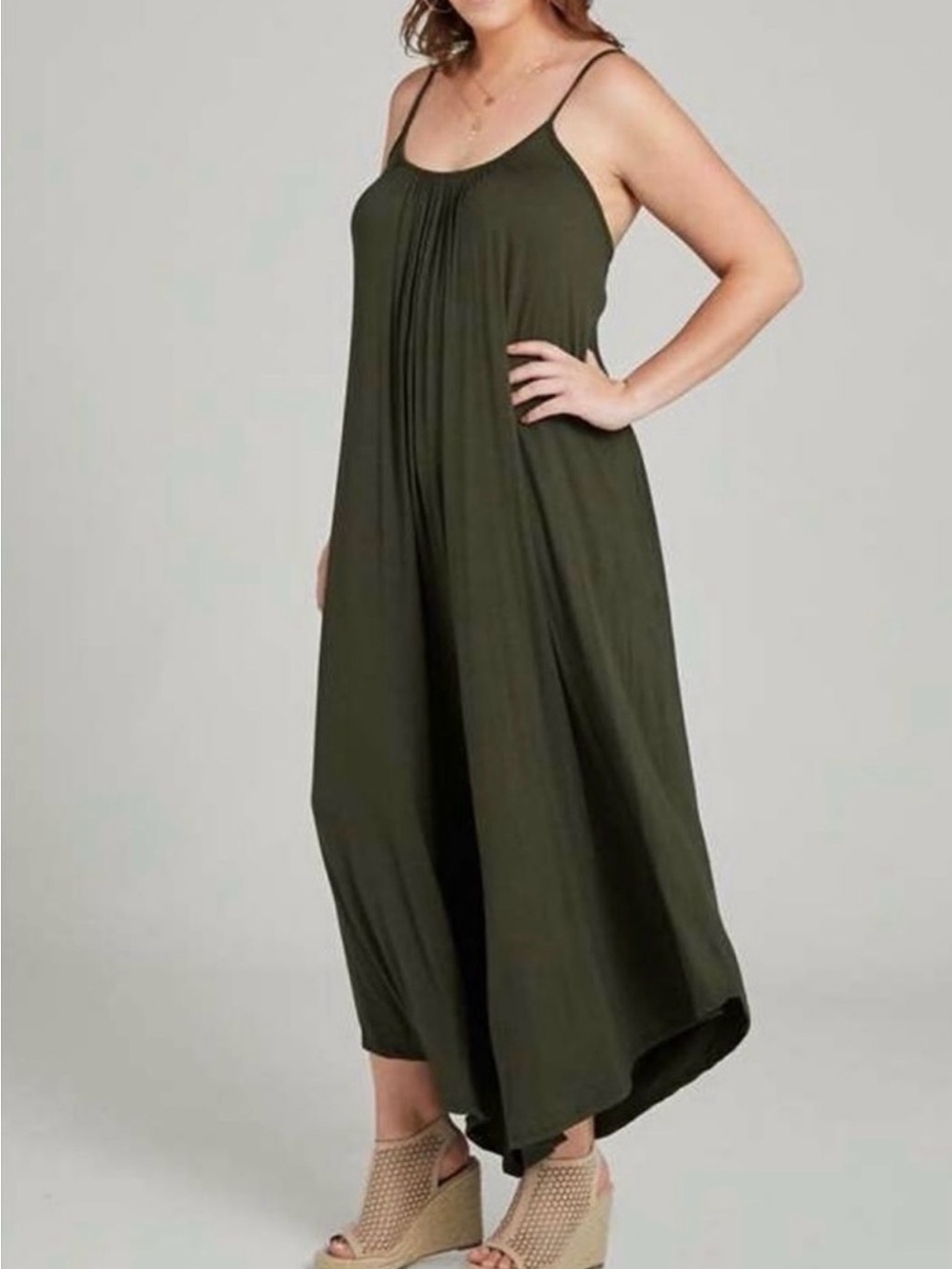 Altar'd State Olive Green Quinn Jumpsuit Boho Lagenlook Sz:XS